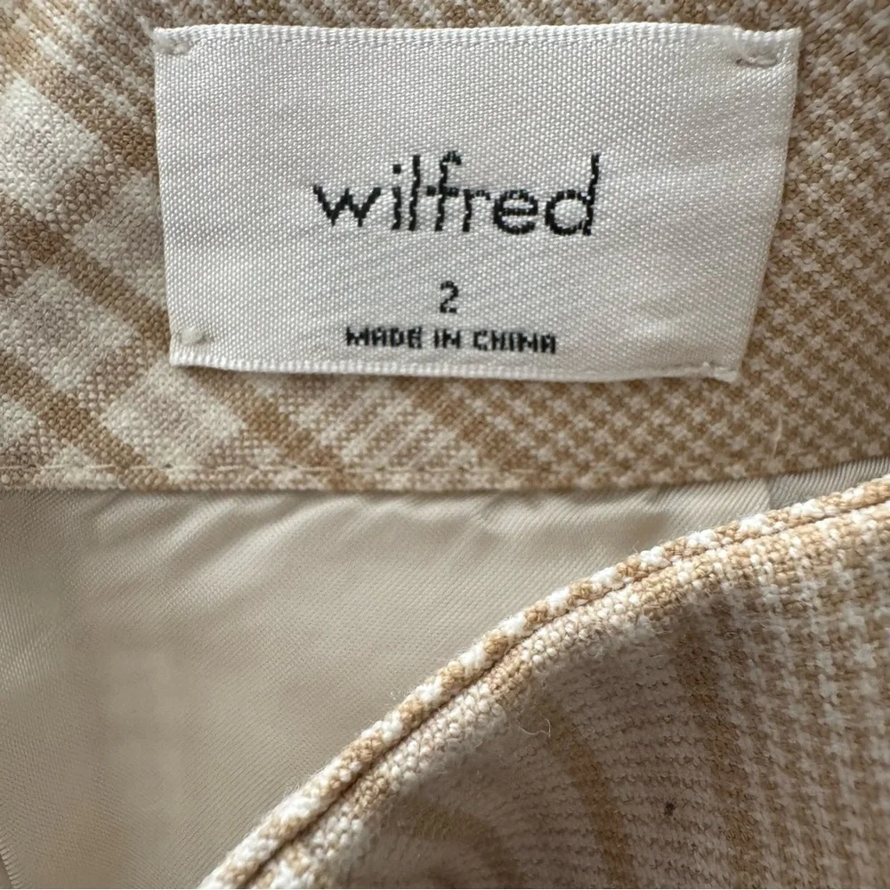 Aritzia Wilfred Tan adoring Front Wrap Plaid Skirt size 2 - Picture 8 of 10